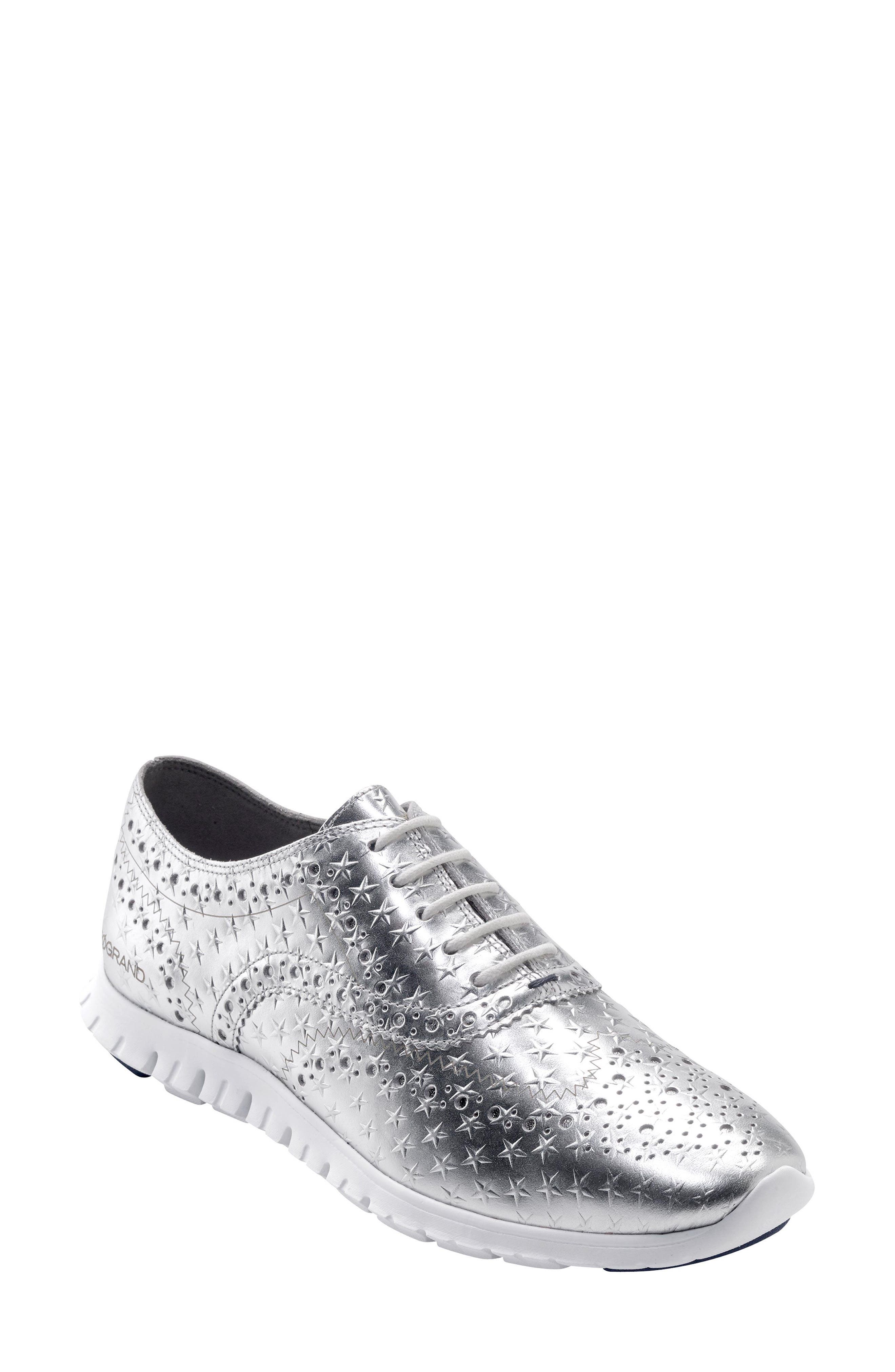 'ZeroGrand' Perforated Wingtip (Nordstrom Exclusive), Alternate, color, OPTIC WHITE EMBOSSED LEATHER