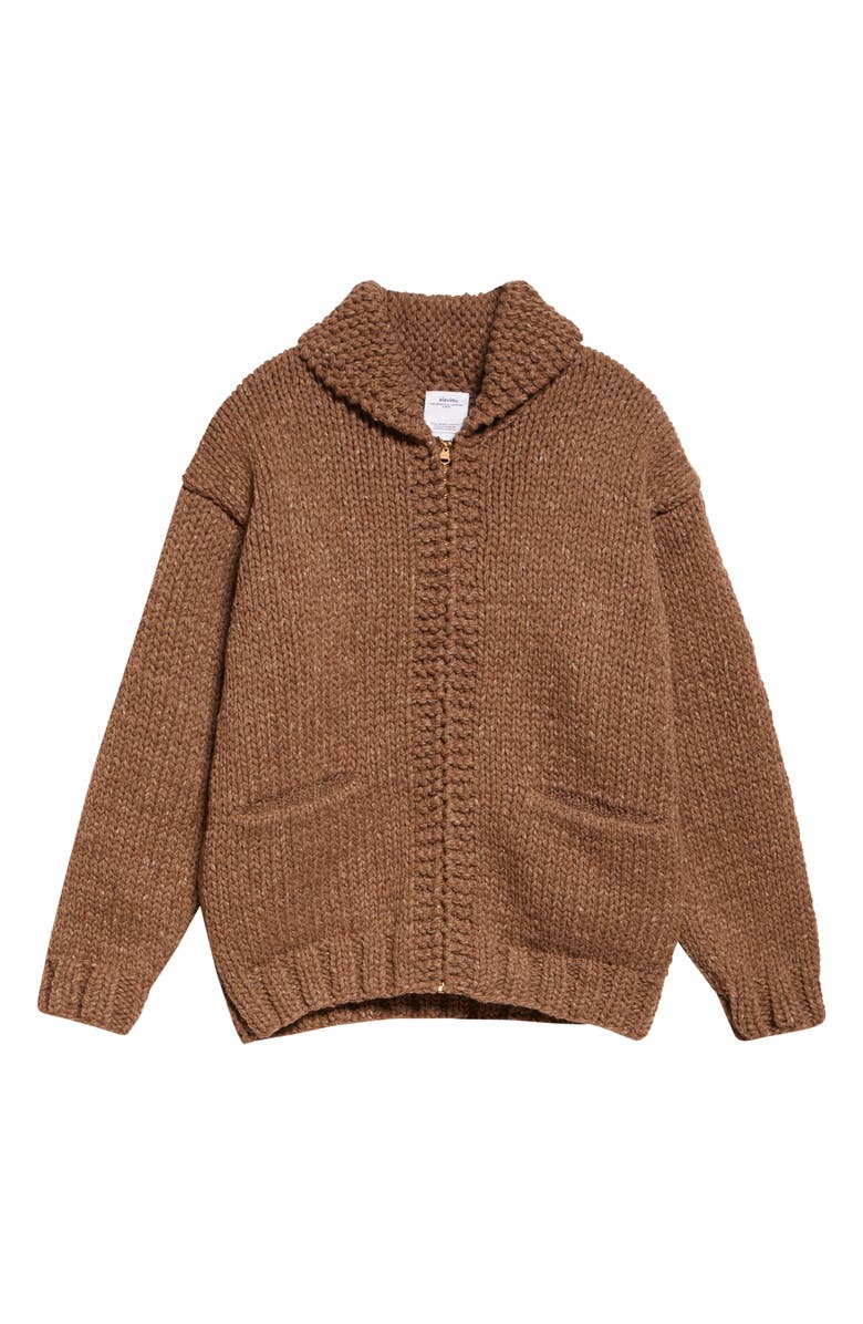 VISVIM Hand Knit Full Zip Wool & Cashmere Cardigan, Alternate, color, Brown