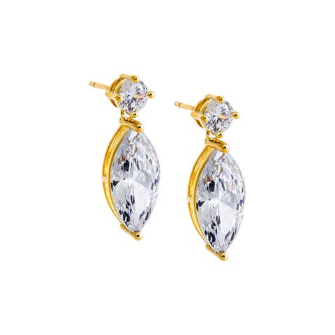 Fancy Solitare & Marquise Dangle Stud Earring