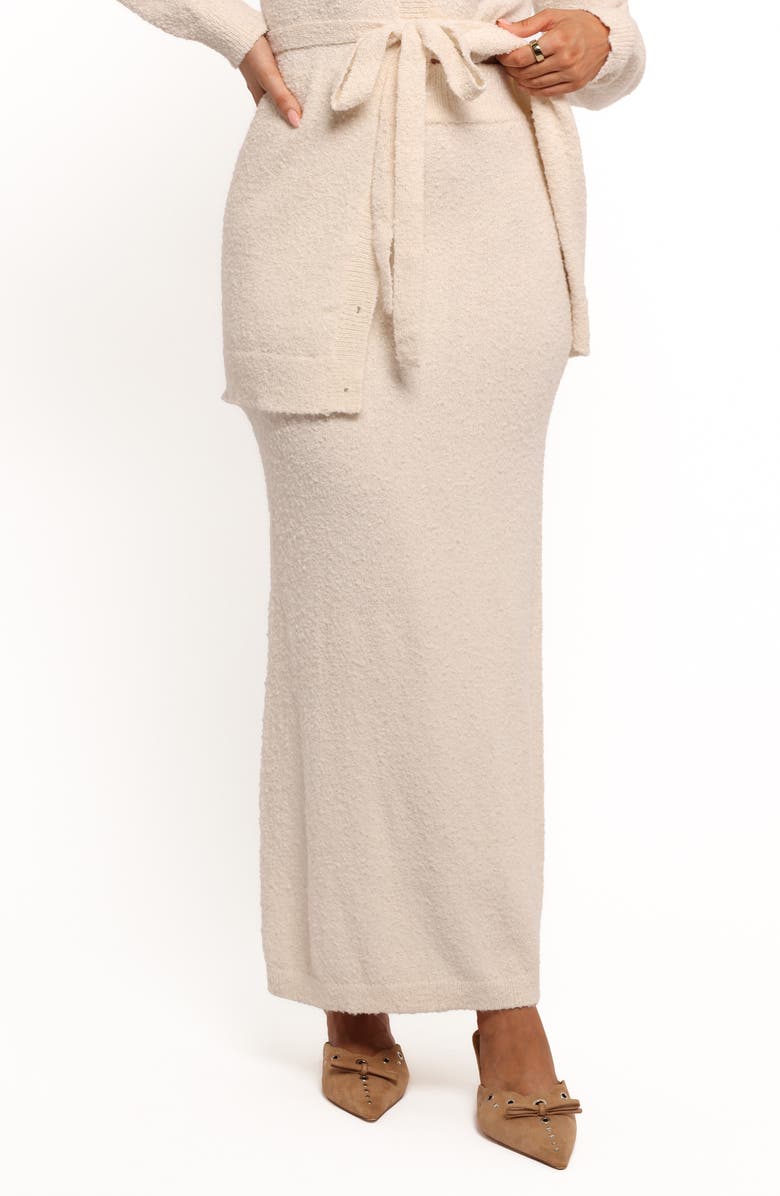 Petal & Pup Rowee Bouclé Midi Sweater Skirt, Main, color, White