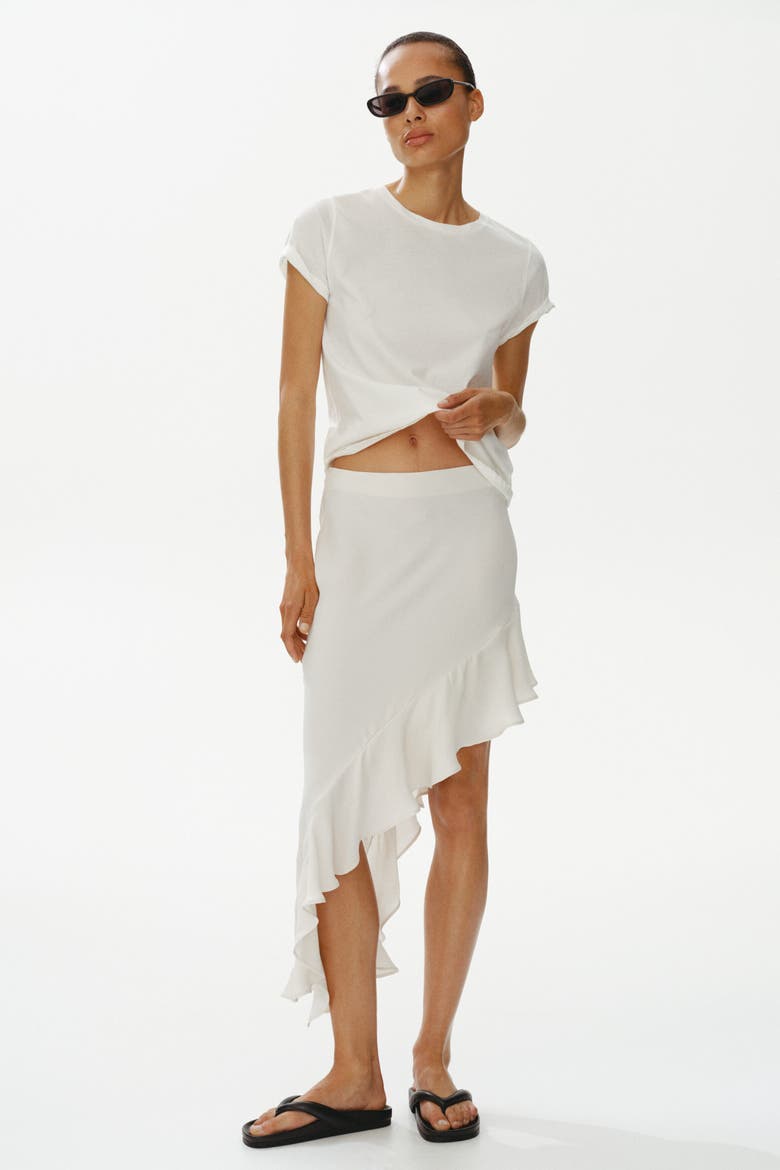Flounce-trimmed Viscose Skirt, Alternate, color, Cream