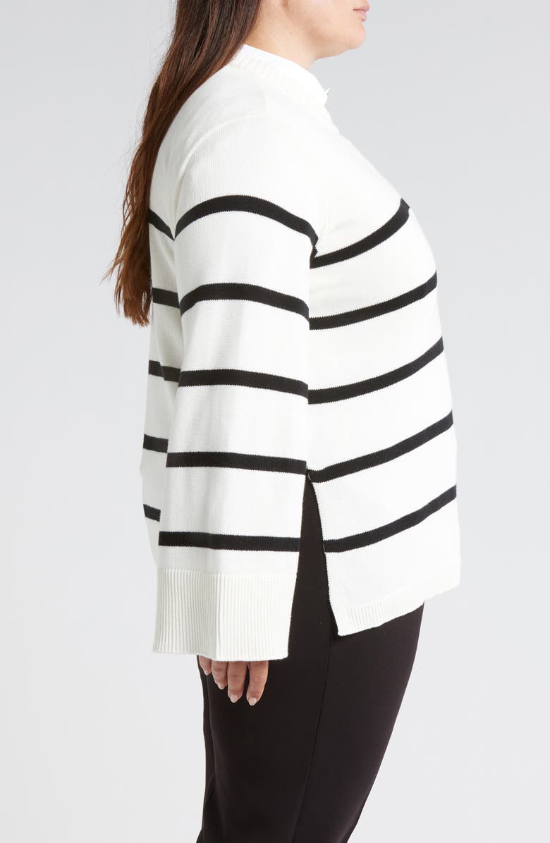 Universal Standard Bardot Stripe Cotton Sweater, Alternate, color, Cream/ Black Stripe