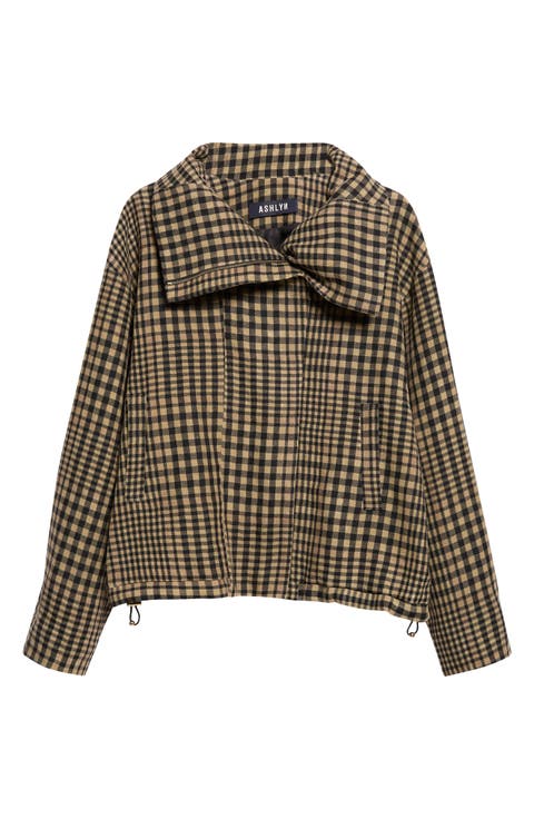 Dana Plaid Blouson Linen & Wool Jacket