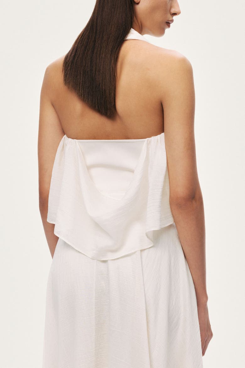 Floral-Detail Halter Neck Bustier Top, Alternate, color, White