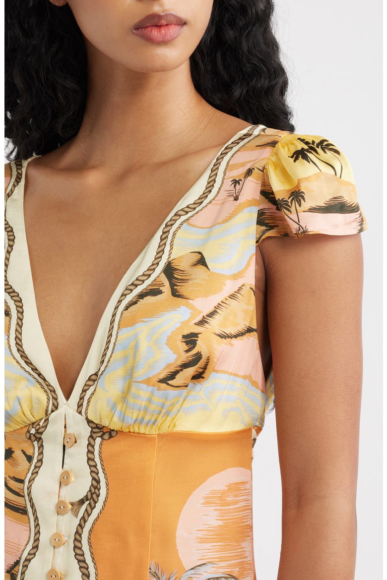 Rio Mixed Scarf Print Voile Dress, Alternate, color, BEIGE