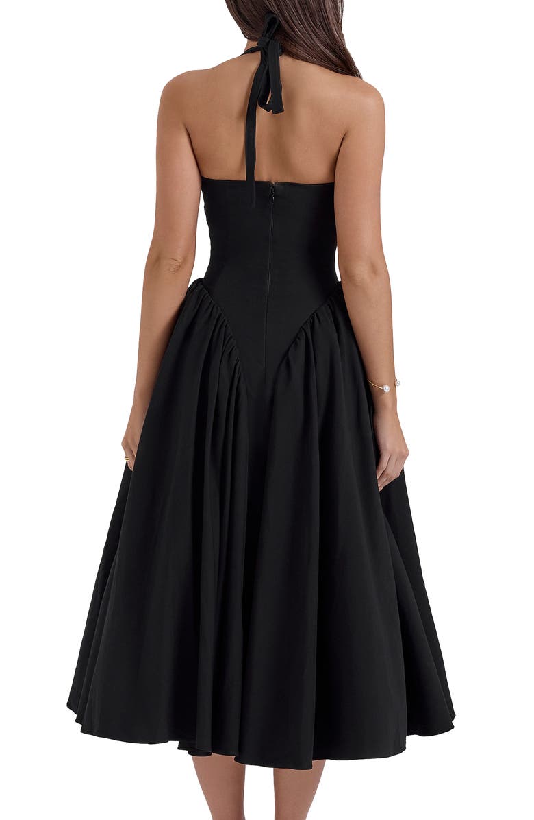 HOUSE OF CB Marilyn Gingham Halter Midi Sundress, Alternate, color, Black