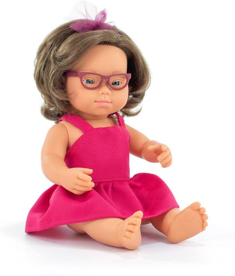 My Friends and Me Collection Brunette Baby Girl Doll with Down Syndrome and Glasses- 15"