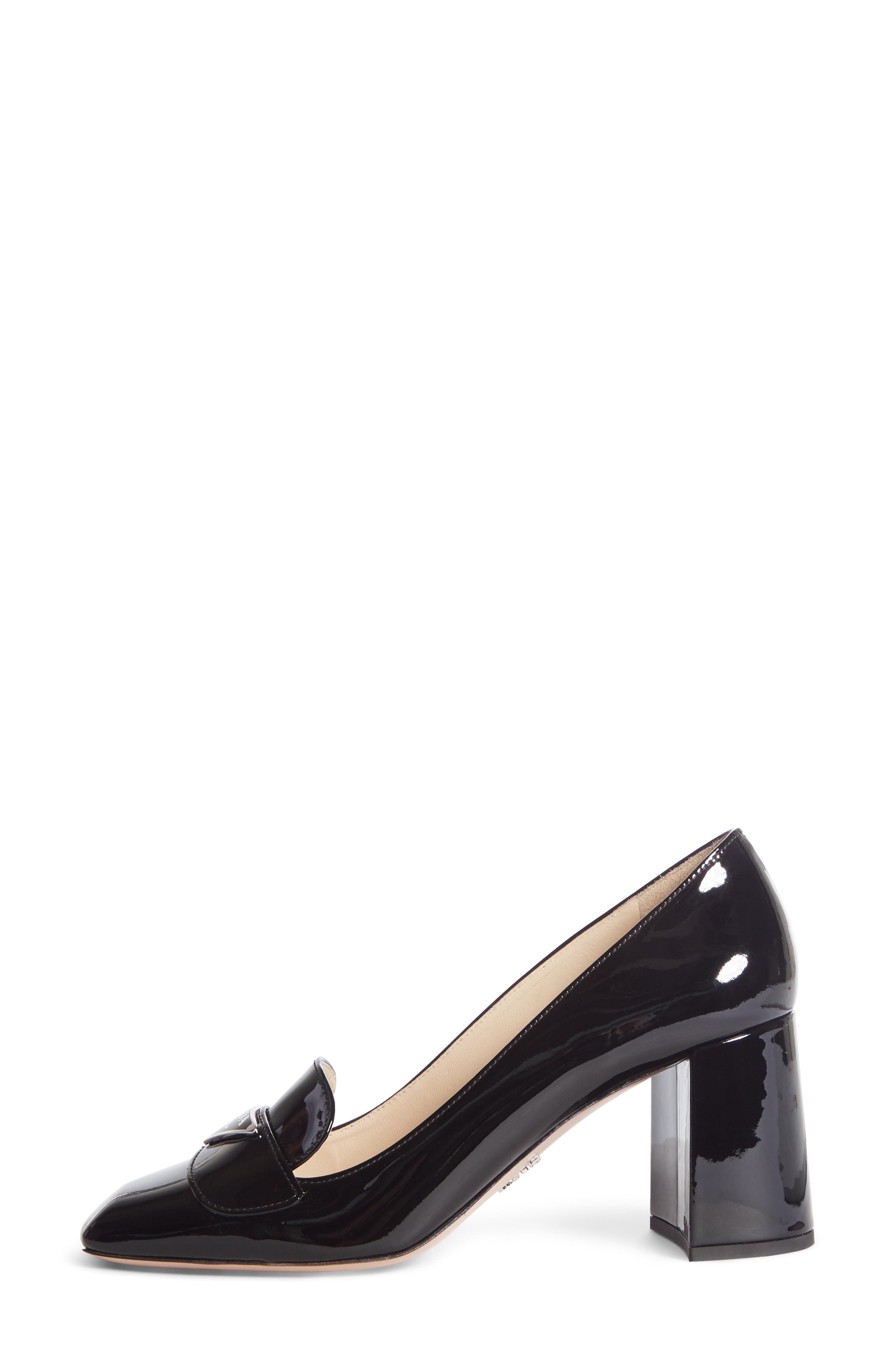Prada Logo Plaque Block Heel Loafer Pump, Alternate, color, 
