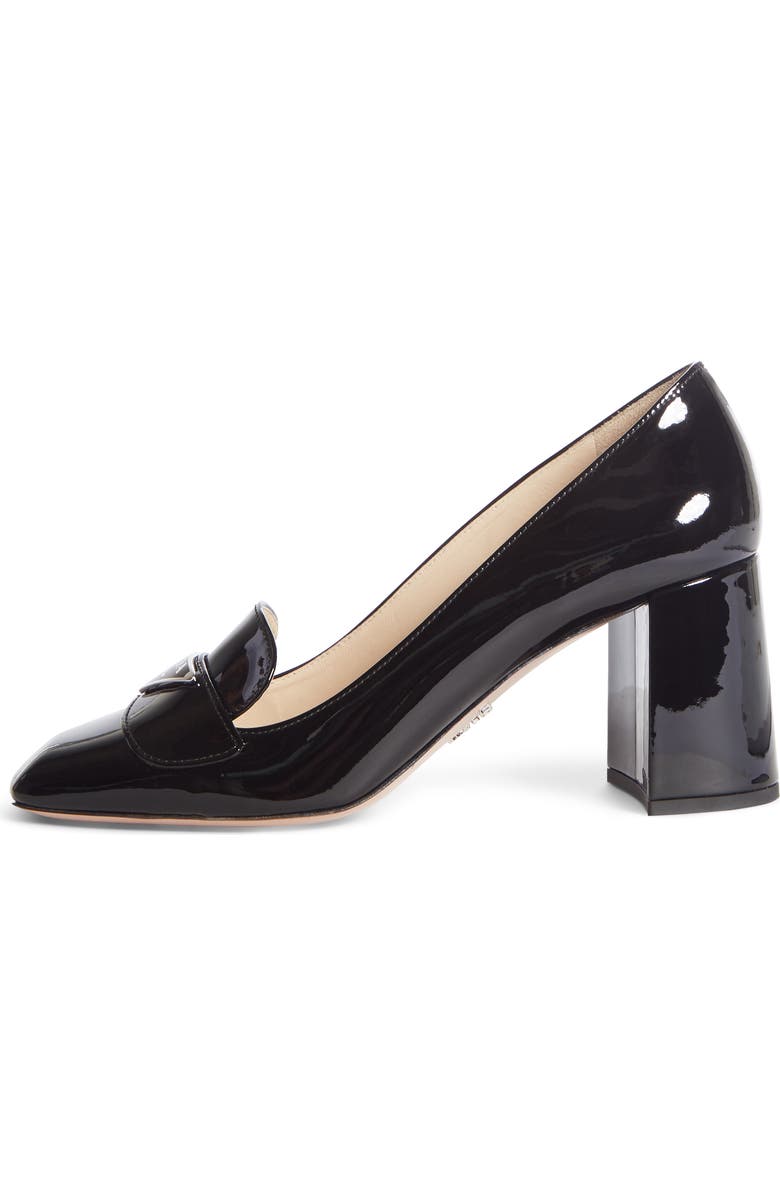 Prada Logo Plaque Block Heel Loafer Pump, Alternate, color,