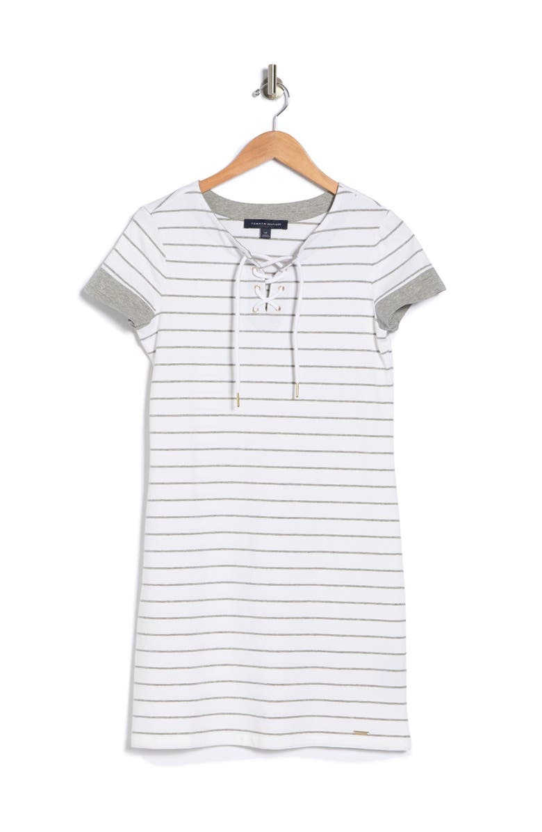 Tommy Hilfiger Striped Lace-Up T-Shirt Dress, Main, color, 