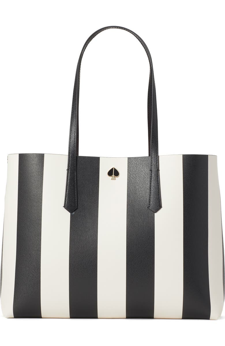 Kate Spade New York large molly stripe faux leather tote, Main, color,