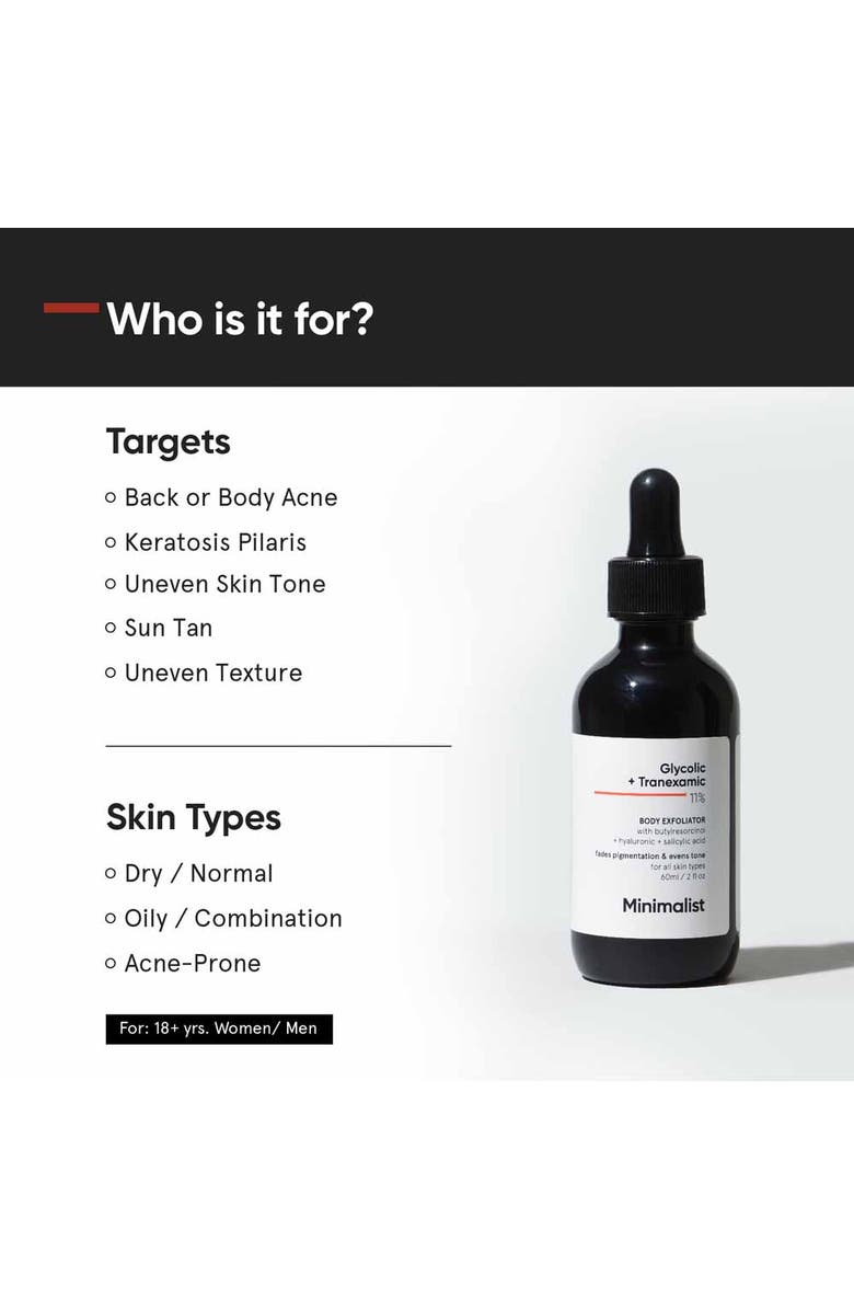Minimalist Glycolic + Tranexamic 11% Body Exfoliator, Alternate, color,