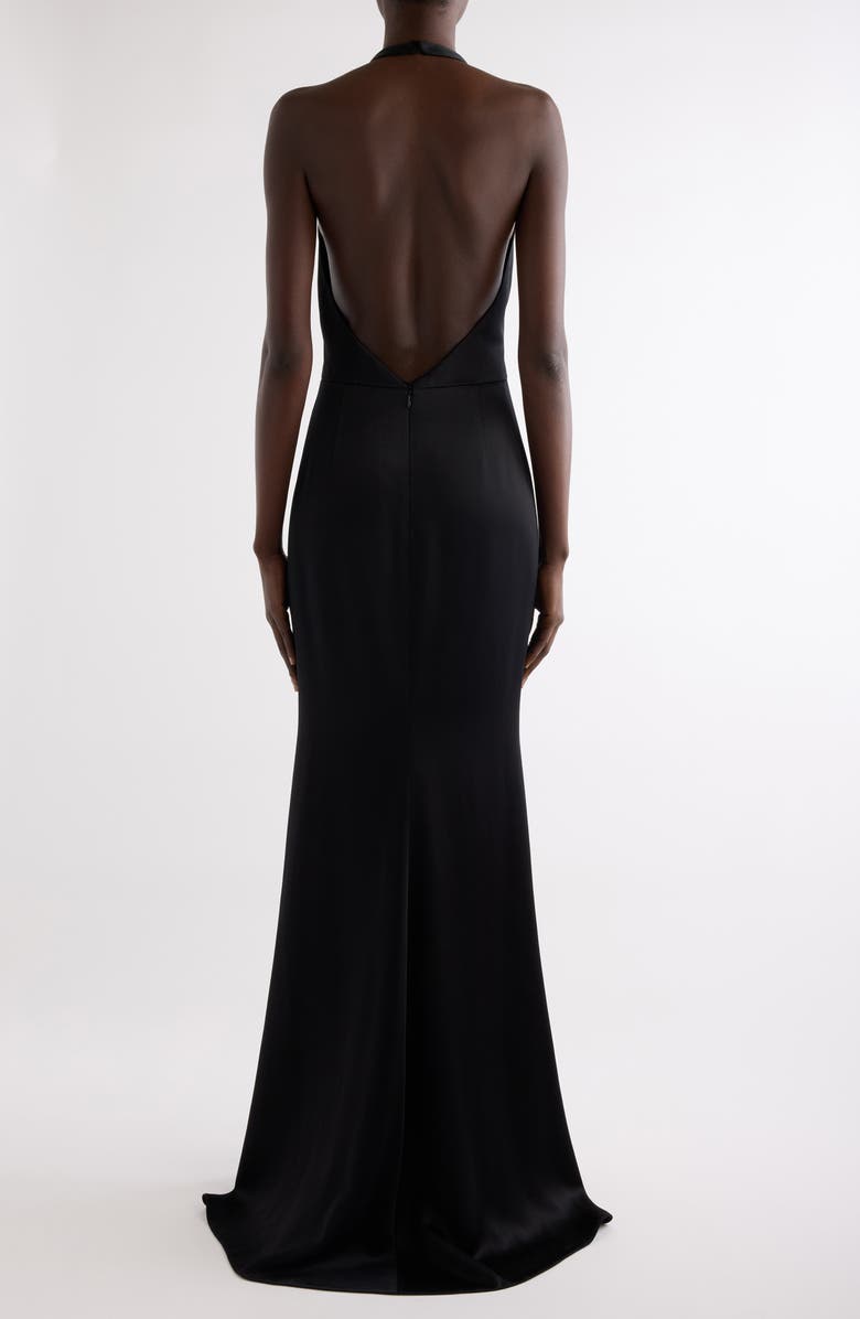 Givenchy Halter Neck Crepe Back Satin Gown, Alternate, color, Black