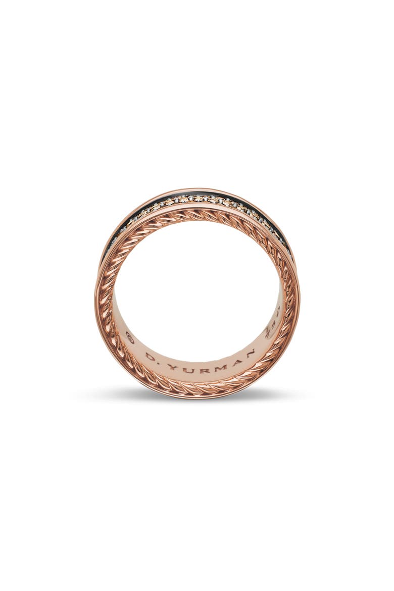 Band Ring in 18K Yellow Gold with Black Titanium, Alternate, color, ROSE GOLD/ COGNAC DIAMOND