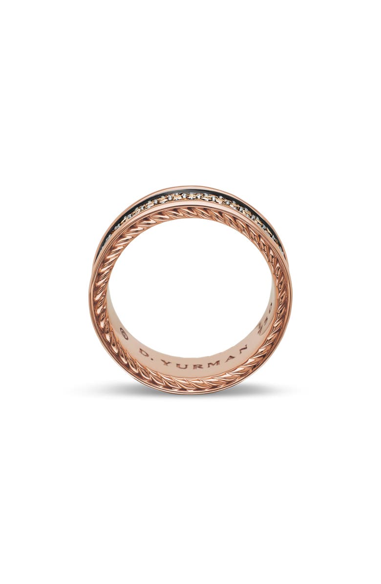 David Yurman Band Ring in 18K Yellow Gold with Black Titanium, Alternate, color, Rose Gold/ Cognac Diamond