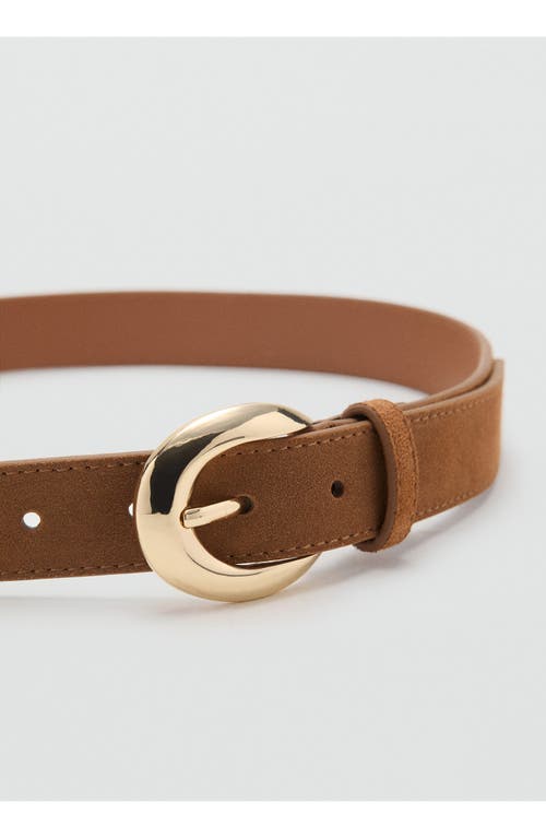 Mango Oval Buckle Suede Belt In Brown