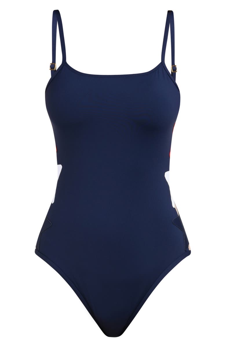 La Blanca Americana Lingerie One-Piece Swimsuit, Alternate, color, Blue Multi