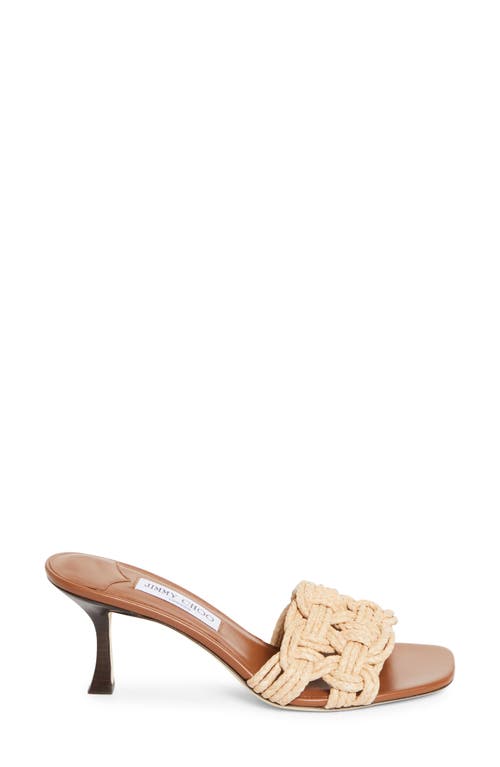 Jimmy Choo Chara 70 Raffia Heeled Mules In Gold