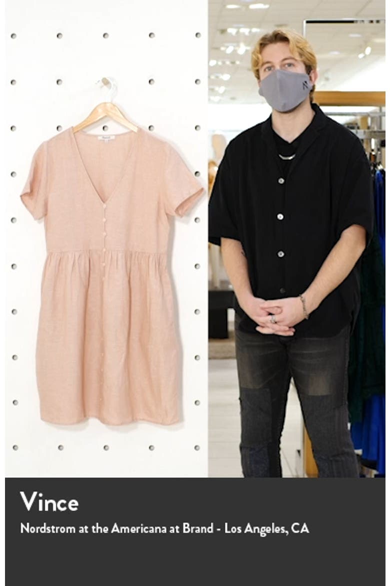 V-Neck Button Front Linen Blend Minidress video