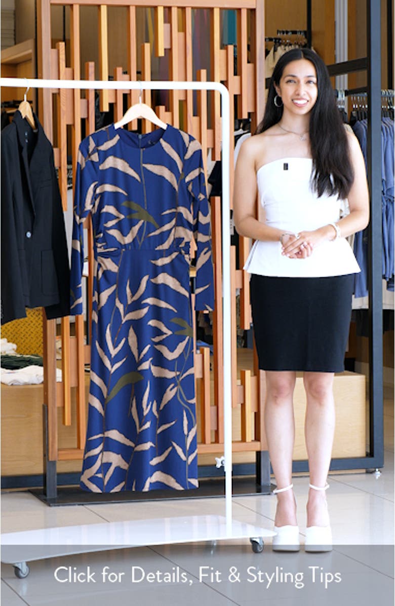 Abstract Print Long Sleeve Midi Dress, sales video thumbnail