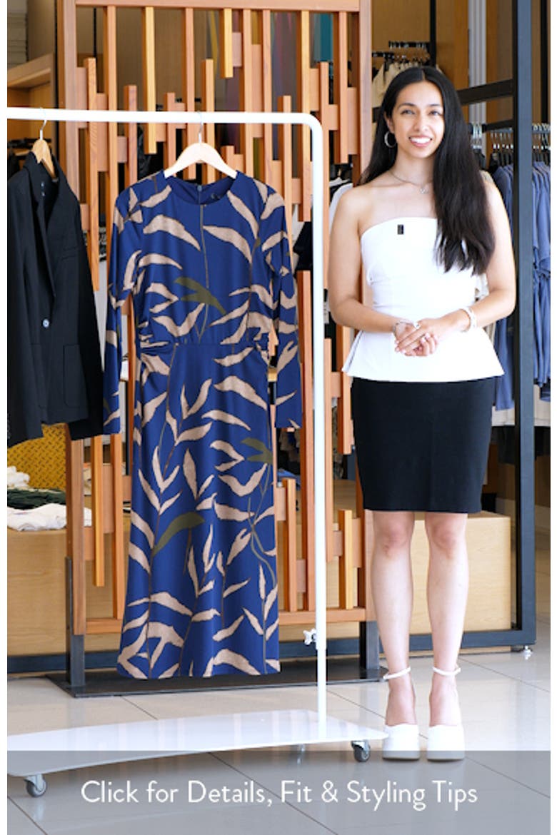Abstract Print Long Sleeve Midi Dress video