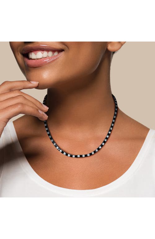 Delmar Sterling Silver Lab Created Sapphire Necklace In Black
