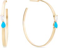 LANA 14k Gold Turquoise & Diamond Hoop Earrings