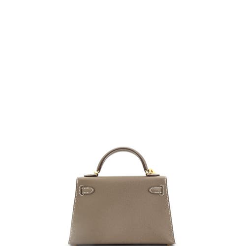 Pre-owned Hermes Hermes Kelly Mini Ii Bag Grey Madame With Gold Hardware 20 In Brown