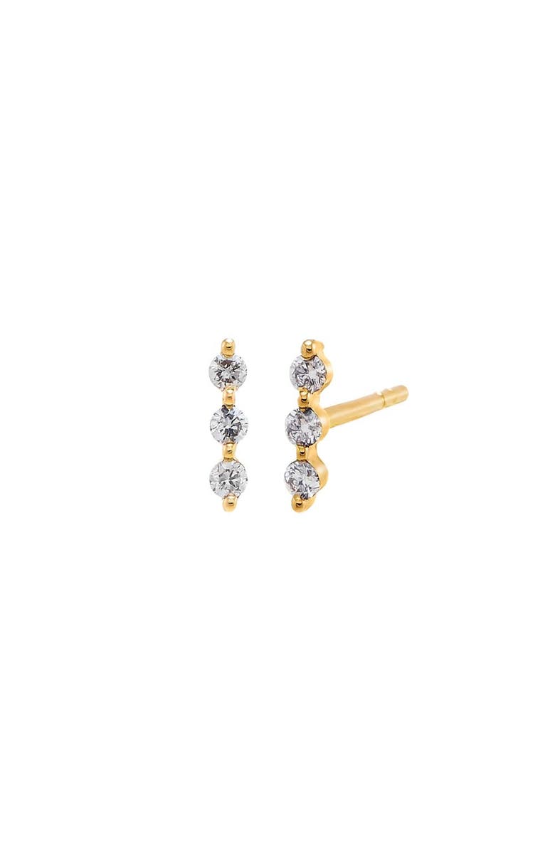 BY ADINA EDEN Diamond Mini Triple Stone Bar Stud Earring 14K, Main, color, 
