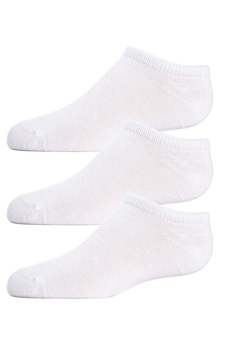 Kids Low Cut Cotton Blend Socks 3-Pack, Main, color, White