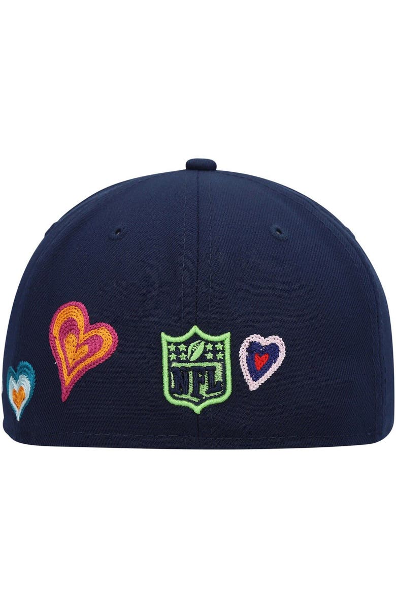 New Era Men's New Era College Navy Seattle Seahawks Chain Stitch Heart 59FIFTY Fitted Hat, Alternate, color, Navy