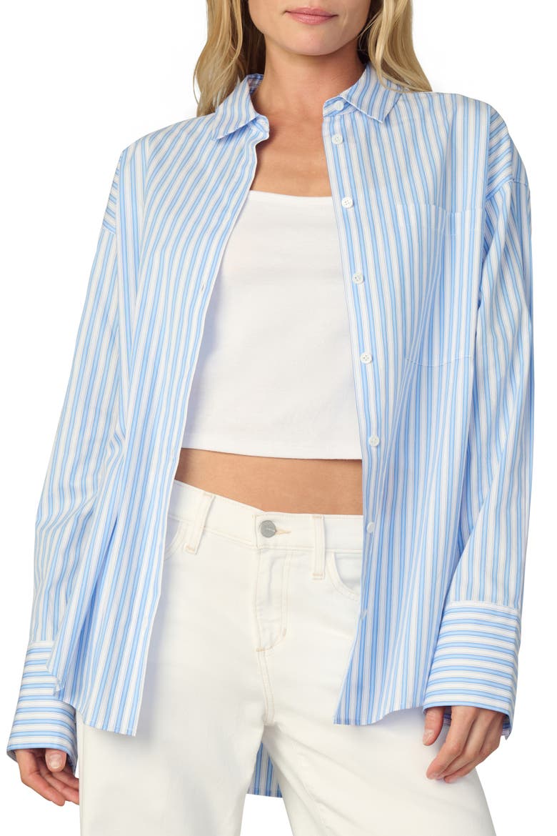 The Boyfriend Button Down Top, Main, color, BLUE/ WHITE STRIPE