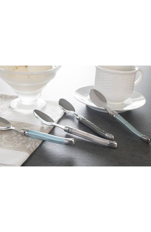 French Home Set Of 4 Faux Mother-of-pearl Assorted Coffee Spoons In Silver Multi Color
