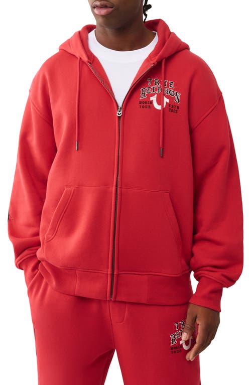 True Religion Flag Cotton Blend Zip-up Hoodie In Red