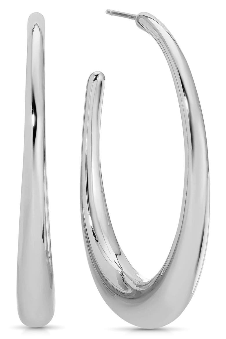 Eclipse Hoop Earrings, Main, color, SILVER