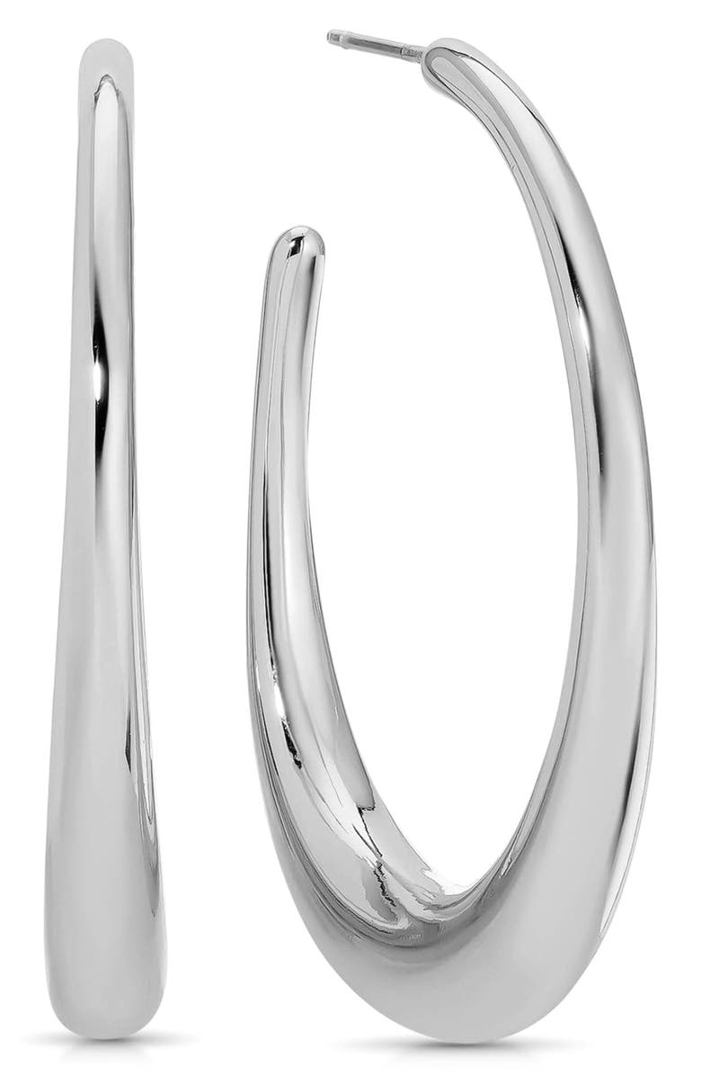 Ettika Eclipse Hoop Earrings, Main, color, Silver