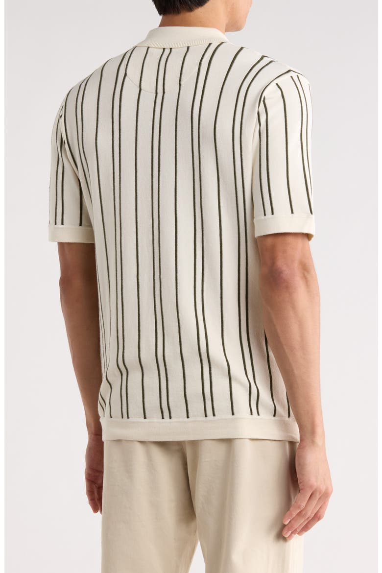 Stripe Zip Polo, Alternate, color, CREAM W/ OLIVE STRIPES