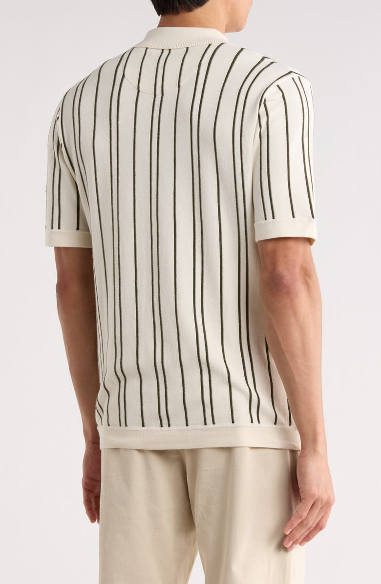 Cactus Man Stripe Zip Polo, Alternate, color, Cream W/ Olive Stripes