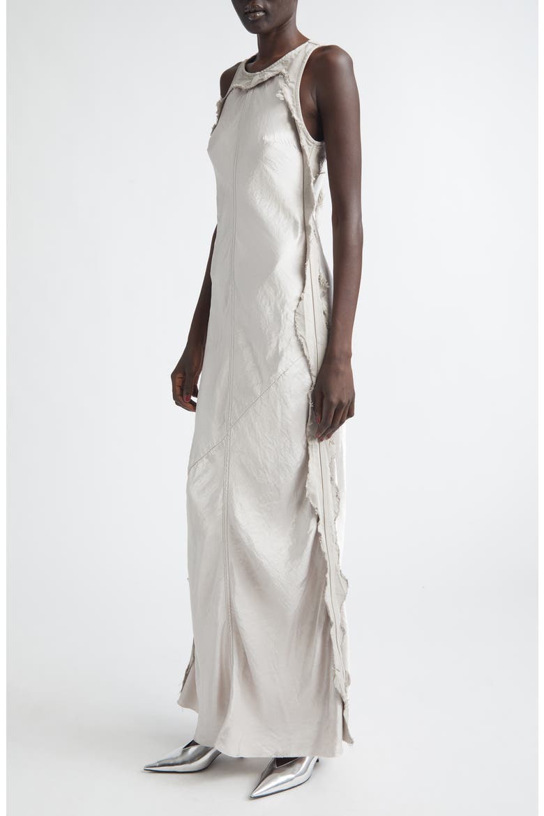 Toto Fringe Satin Dress, Alternate, color, ICE GREY