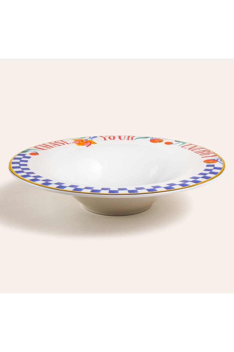 Lublin Energy Rimmed Porcelain Pasta Artisan Ceramic, Alternate, color, White