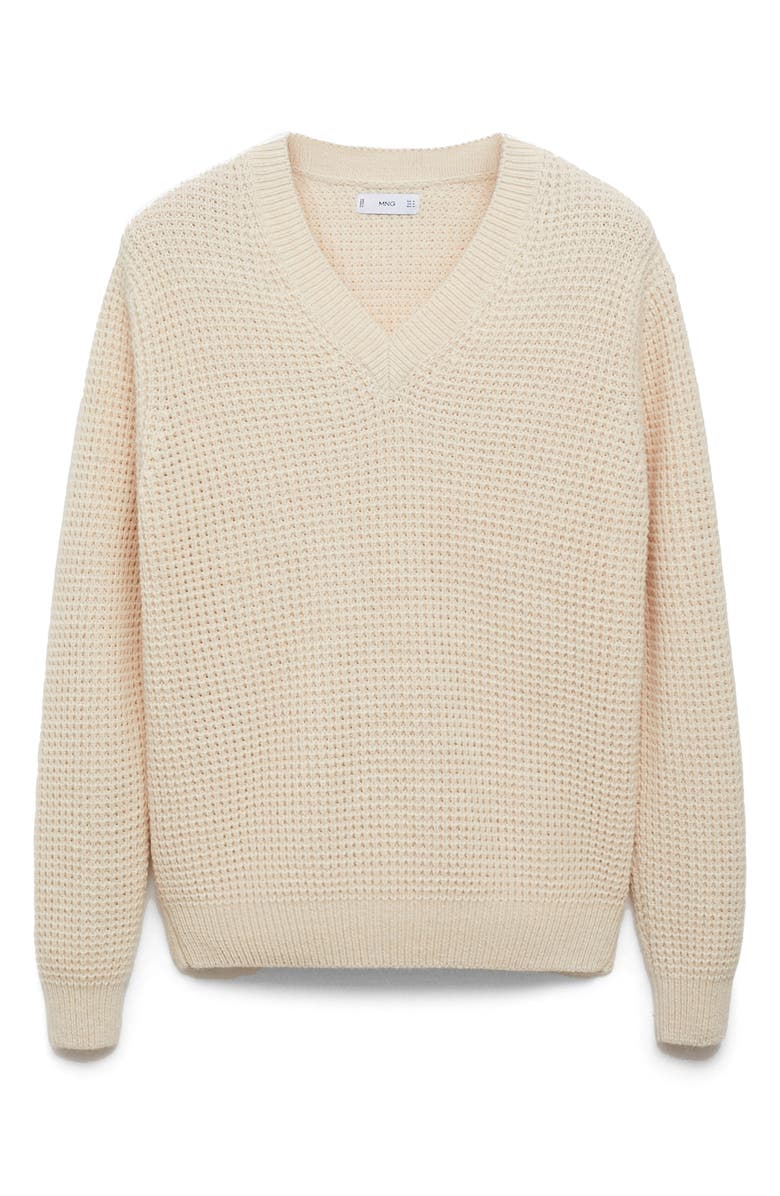 MANGO V-Neck Sweater, Main, color, Ecru