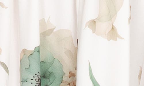 Standards & Practices Floral Print Faux Wrap V Neck Midi Dress In Egfloral
