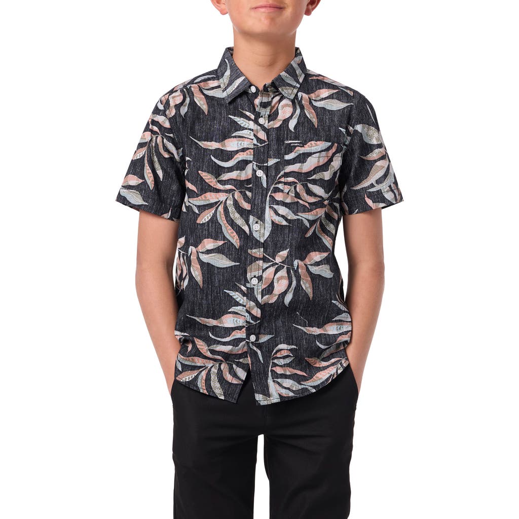 O'neill Kids' Terrace Print Short Sleeve Button-up Shirt In Multi