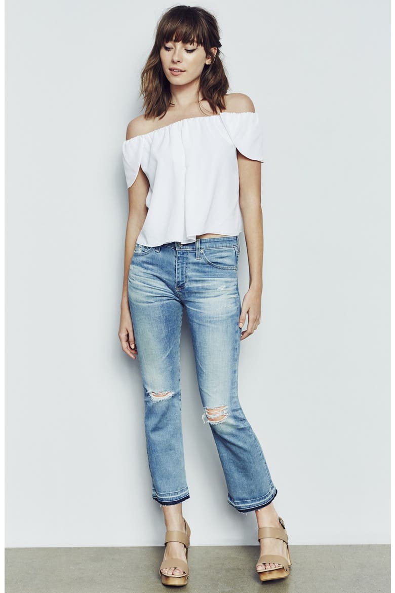 'Jodi' Released Hem Crop Slim Flare Jeans, Alternate, color, 18 YEAR SUNBEAM FLARE