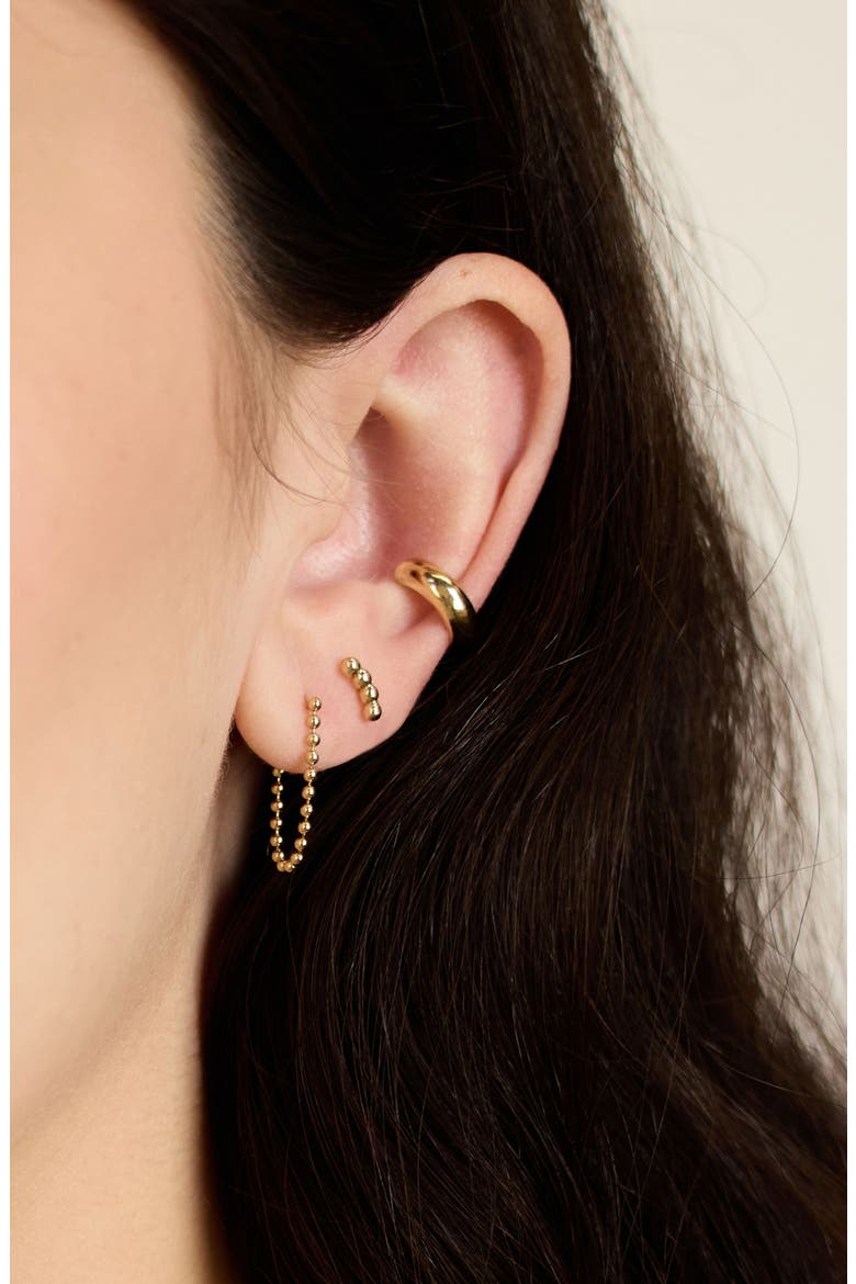 14K Yellow Gold Ball Chain Front/Back Earrings, Alternate, color, 14K YELLOW GOLD