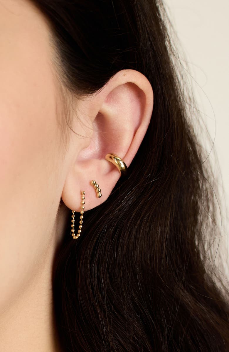 Zoë Chicco 14K Yellow Gold Ball Chain Front/Back Earrings, Alternate, color, 14K Yellow Gold