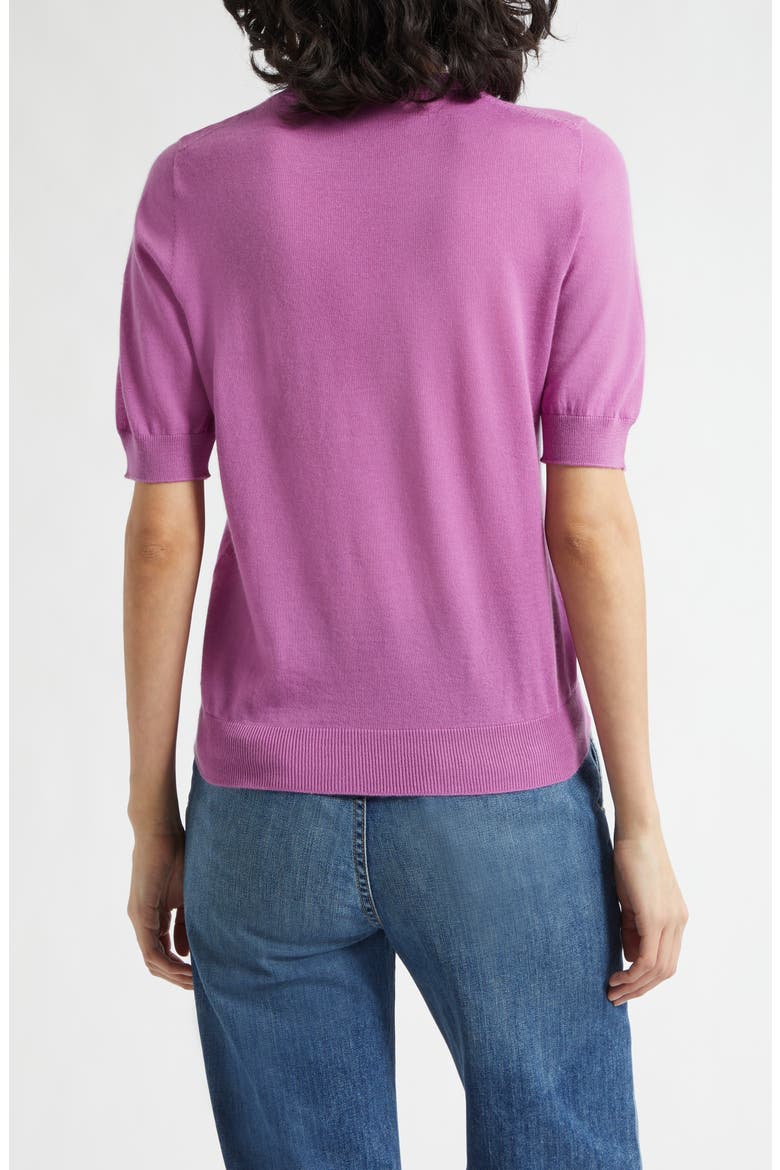 Honor Short Sleeve Cashmere Crewneck Sweater, Alternate, color, WILD ORCHID