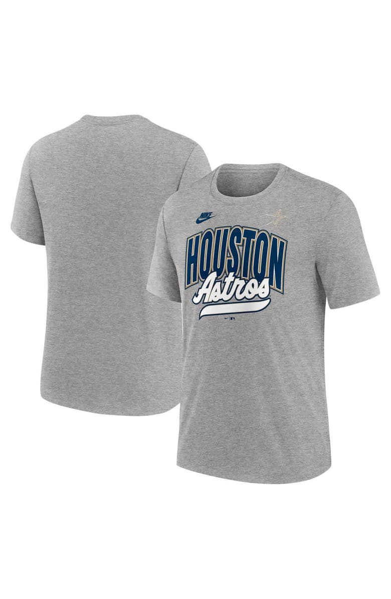 Nike Men's Nike Heather Gray Houston Astros Cooperstown Collection Retro Tri-Blend T-Shirt, Alternate, color, Heather Gray