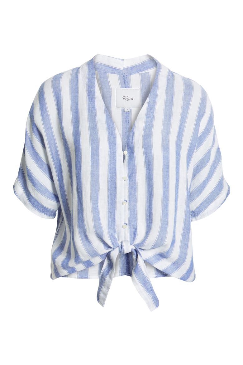 Thea Tie Hem Shirt, Alternate, color, PACIFICA STRIPE