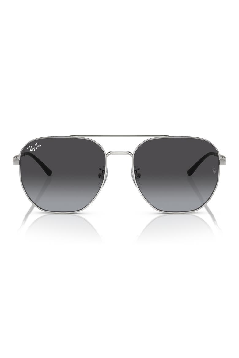 59mm Gradient Square Sunglasses, Main, color, SILVER / GREY GRADIENT